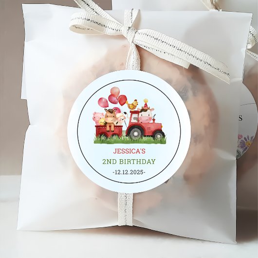 Birthday Fute Farm Animals Party Bedankjes Labels