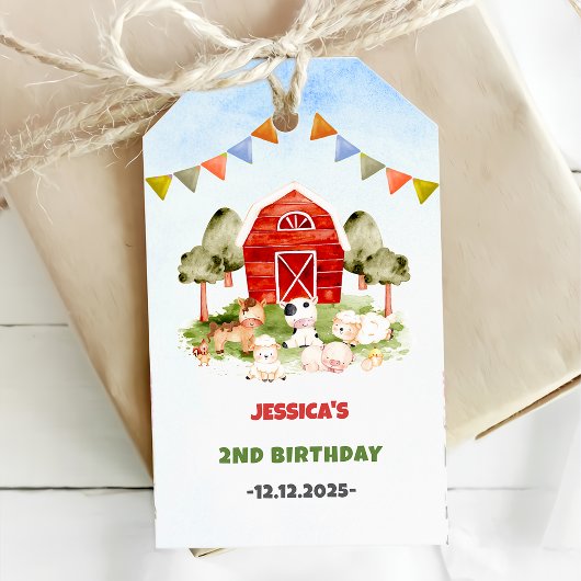 Birthday Fute Farm Animals Party Cadeaulabel