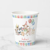 Birthday Fute Farm Animals Party Papieren Bekers (Achterkant)