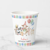 Birthday Fute Farm Animals Party Papieren Bekers (Voorkant)