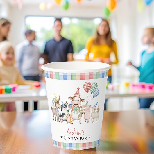 Birthday Fute Farm Animals Party Papieren Bekers