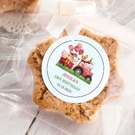 Birthday Fute Farm Animals Party Ronde Sticker