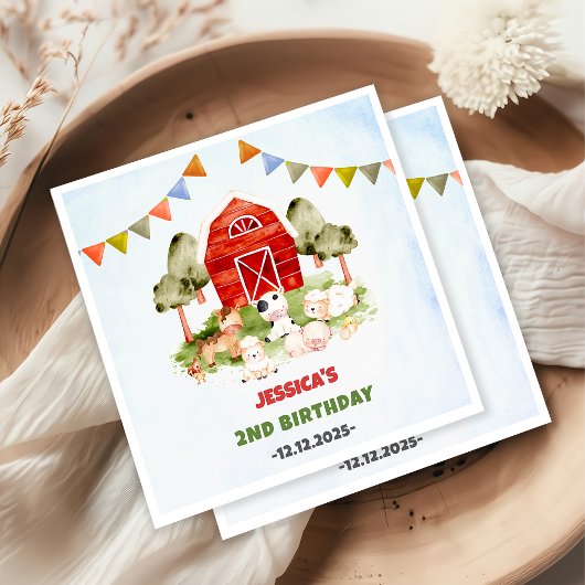 Birthday Fute Farm Animals Party Servet