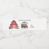 Birthday Fute Farm Animals Party Waterfles Etiket (Enkel label)