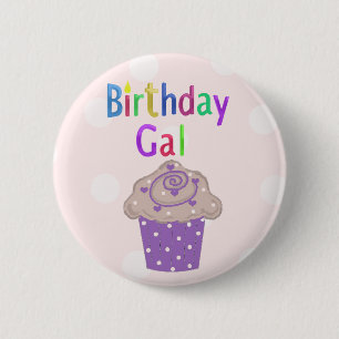 Birthday Gal Polka Dot Cupcake Ronde Button 5,7 Cm