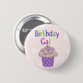 Birthday Gal Polka Dot Cupcake Ronde Button 5,7 Cm (Voorkant /achterkant)
