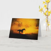 Birthday Galloping Horse and Birds Sunset Kaart (Gele Bloem)