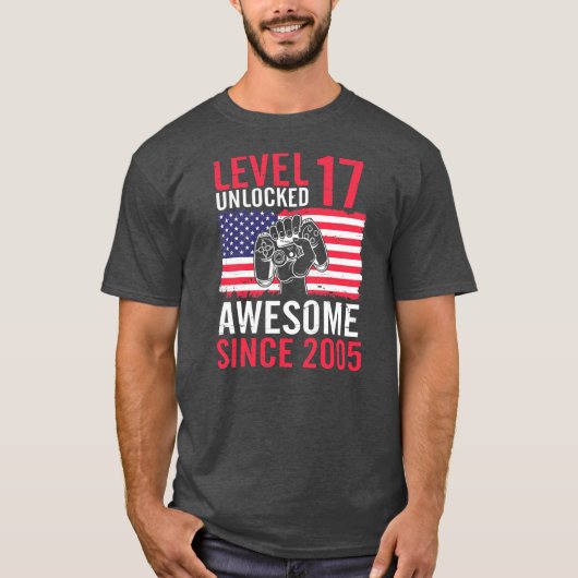 Birthday Game Level 17 jaar oud Niet-vergrendeld G T-shirt (Voorkant)