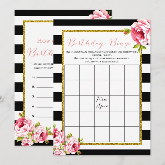 Birthday Games x2 - hoe oud | bingo Kaart (Voorkant / Achterkant)