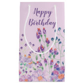 Birthday Garden Flowers op Roze Klein Cadeauzakje (Voorkant)