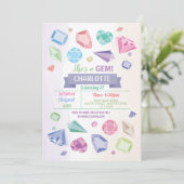 Birthday Gem Party Crystals Girl's pasta Kaart (Staand voorkant)