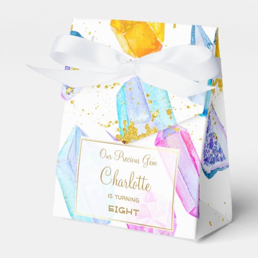 Birthday Gem Party Crystals Girl's waterverf Bedankdoosjes (Voorkant Zijde)