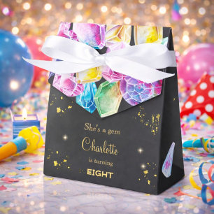 Birthday Gem Party Crystals Girl's waterverf Bedankdoosjes