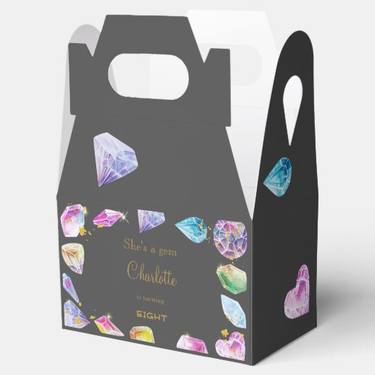Birthday Gem Party Crystals Girl's waterverf Bedankdoosjes (Geopend)