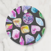 Birthday Gem Party Crystals Girl's waterverf Bedankjes Labels (Achterkant)