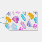 Birthday Gem Party Crystals Girl's waterverf Cadeaulabel (Achterkant Horizontaal)