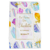 Birthday Gem Party Crystals Girl's waterverf Medium Cadeauzakje (Achterkant)