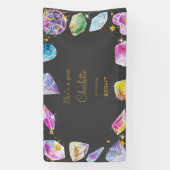 Birthday Gem Party Crystals Girl's waterverf Spandoek (Verticaal)