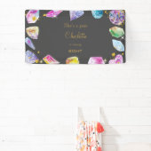 Birthday Gem Party Crystals Girl's waterverf Spandoek (Insitu)