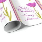 Birthday genaamd tulip waterverf fine art & stripe cadeaupapier (Rol Hoek)