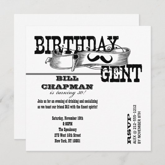 Birthday Gent Kaart (Voorkant / Achterkant)