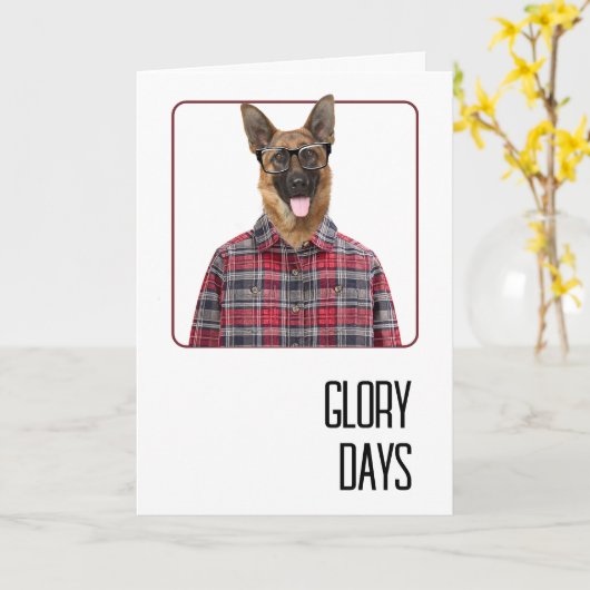 Birthday German Shepherd Dog Humor Kaart (Gele Bloem)
