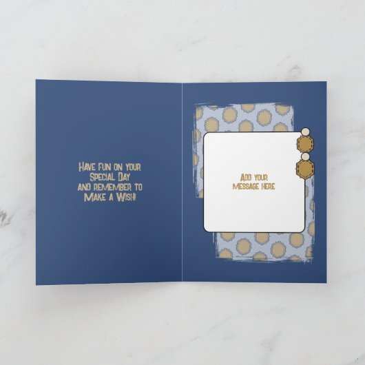 Birthday geweldige brobroer foto blauw bruin kaart (Binnen)