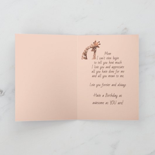 Birthday Geweldige mam Fun Giraffe Animal Kaart (Binnen)