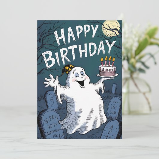Birthday Ghost Kaart (Staand voorkant)