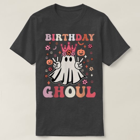 Birthday Ghoul Cute Ghosts Boo Retro Groovy Flower T-shirt (Design voorkant)