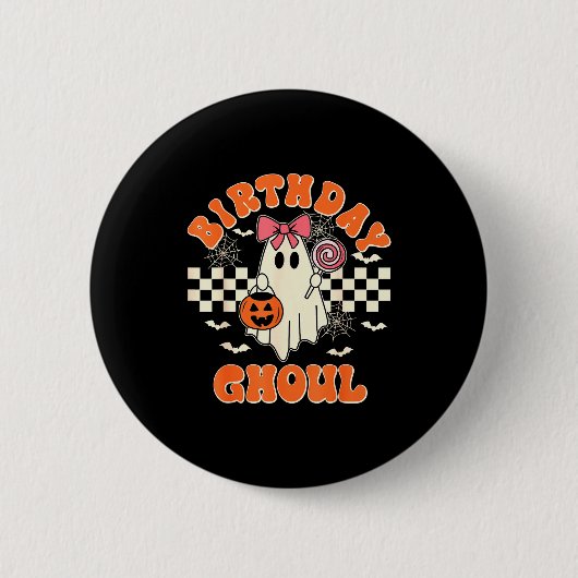 Birthday Ghoul Soky Season Groovy Halloween Kids G Ronde Button 5,7 Cm (Voorkant)