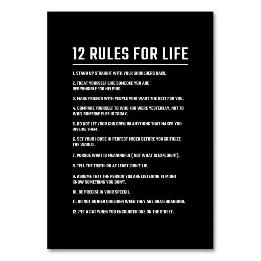 Birthday Gift 12 Rules for Life Kaart (Voorkant)