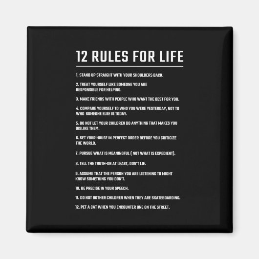 Birthday Gift 12 Rules for Life Magneet (Voorkant)