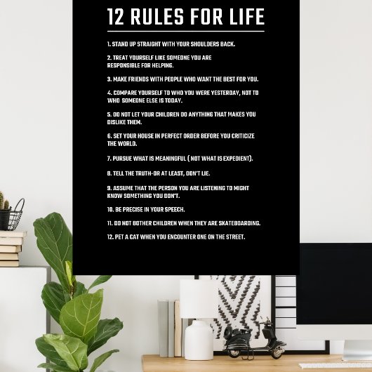 Birthday Gift 12 Rules for Life Poster (Thuiskantoor)