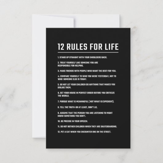 Birthday Gift 12 Rules for Life RSVP Kaartje (Voorkant)