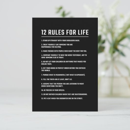 Birthday Gift 12 Rules for Life RSVP Kaartje (Staand voorkant)