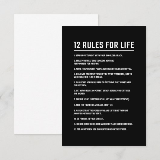 Birthday Gift 12 Rules for Life RSVP Kaartje (Voorkant / Achterkant)