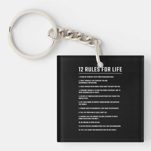 Birthday Gift 12 Rules for Life Sleutelhanger (Voorkant)