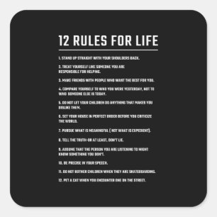 Birthday Gift 12 Rules for Life Vierkante Sticker