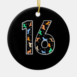 Birthday Gift 16e verjaardag met hond Keramisch Ornament