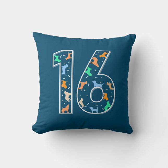 Birthday Gift | 16e verjaardag met hond Kussen (Voorkant)