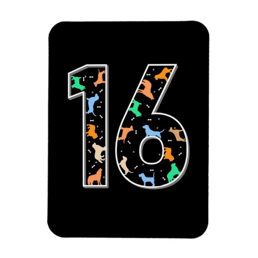 Birthday Gift | 16e verjaardag met hond Magneet (Verticaal)