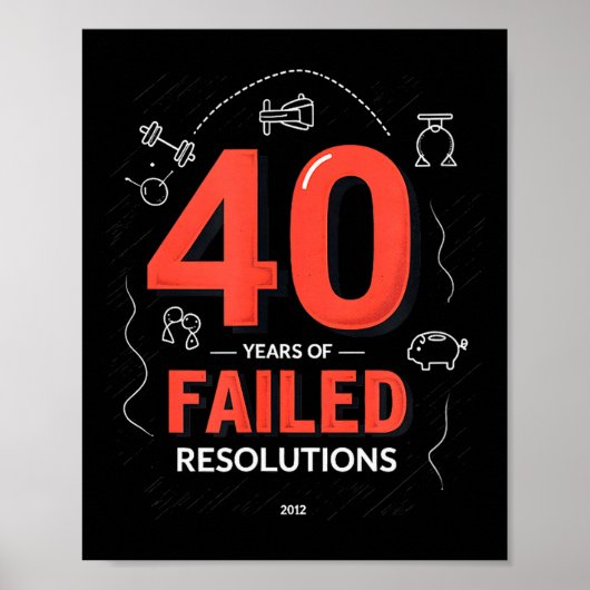 Birthday Gift_ 40 Years Of Failed Resolutions Humo Poster (Voorkant)