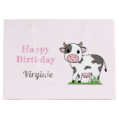 Birthday Gift Bag met een Cute Koe Groot Cadeauzakje (Voorkant)