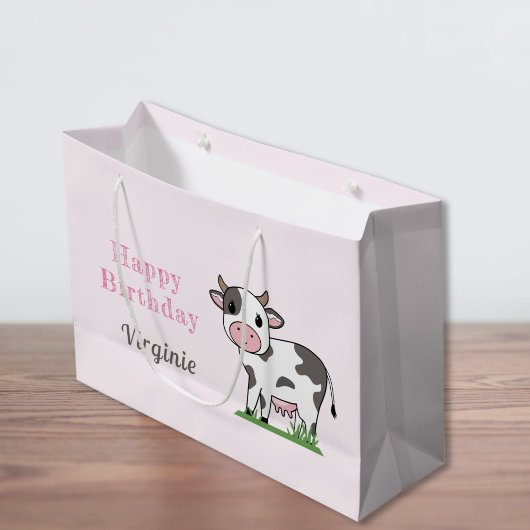 Birthday Gift Bag met een Cute Koe Groot Cadeauzakje