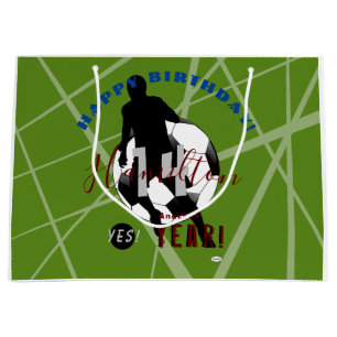 Birthday Gift Bag met Soccer Theme HAMbyWG Groot Cadeauzakje