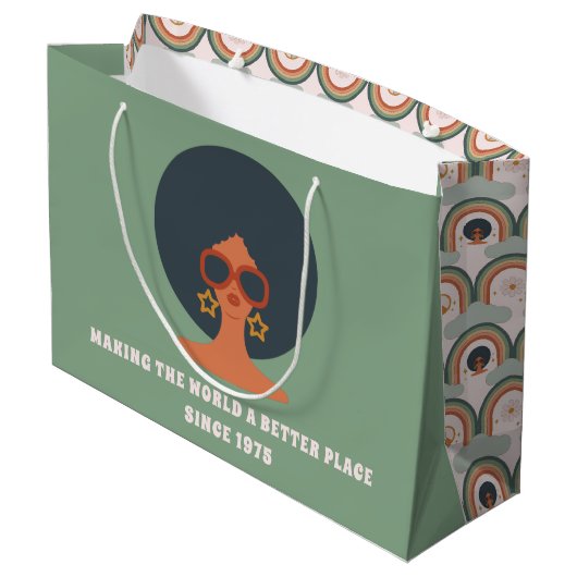 Birthday Gift Bag uit 1970 Groot Cadeauzakje (Achterkant Gekanteld)