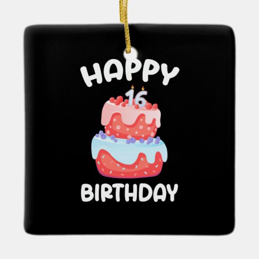 Birthday Gift | Fijne 16de verjaardag Keramisch Ornament (Voorkant)