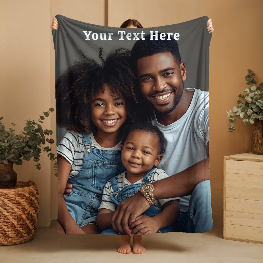 Birthday Gift for Dad Fleece Blankets Photo Text Deken
