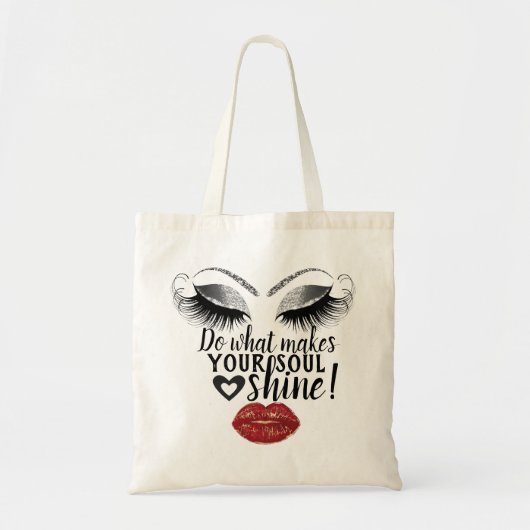 Birthday Gift Lash Makeup Kiss Lip Grijze Aangepas Tote Bag (Voorkant)